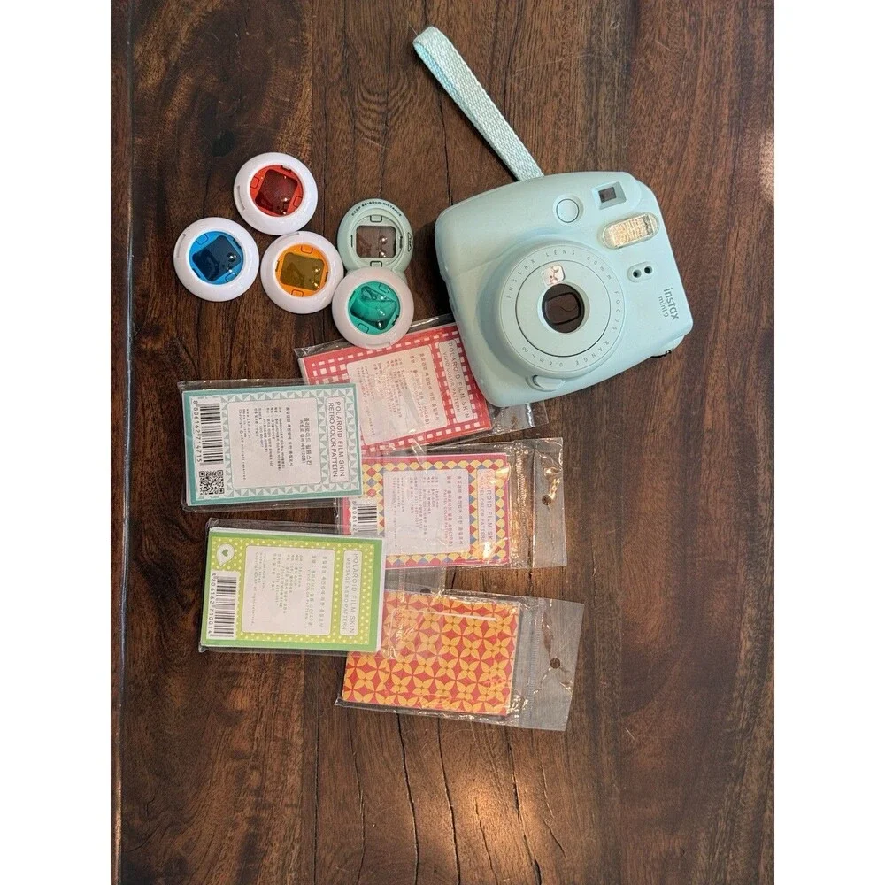 FujiFilm Instax Mini 9 Instant Camera Ice Blue W/selfie Lens and Accessories!